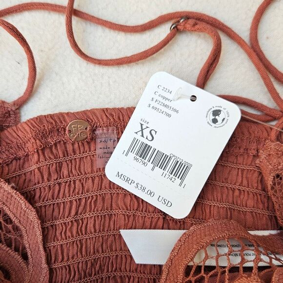 Free People Adella Crochet Lace Plunge Neck Bralette Copper - Picture 7 of 11